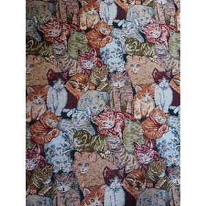 Vintage Cat Fabric Remnant Upholstery Tapestry Style SEE PHOTO